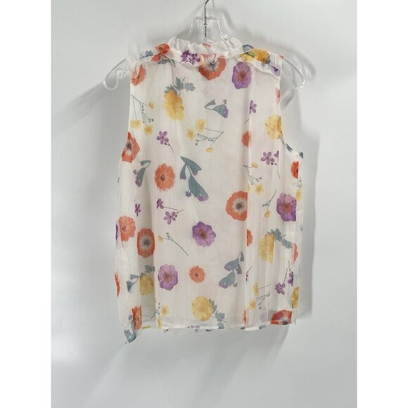 Ann Taylor Floral Sheer Gauze Sleeveless Blouse Sz Medium Petite NWT - Picture 5 of 6